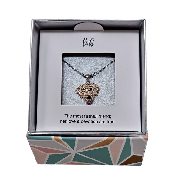 Crystal Collective Silver-Plated Crystal Yellow Lab Dog Pendant Necklace 18 Inch - Picture 1 of 4